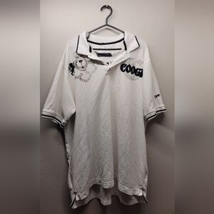 Coogi XXL white collared tee velvet logo black & white